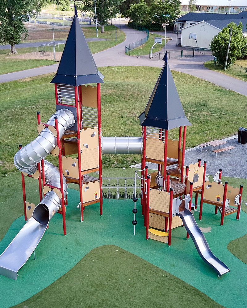 Castle themed large playground unit.